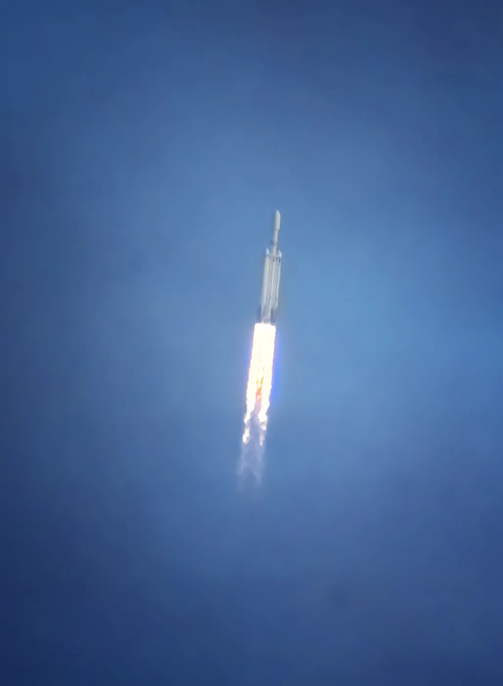 Falcon Heavy climbing through morning haze on the USSF-44 mission